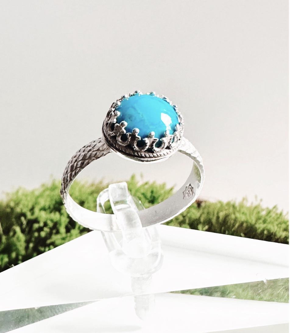 Handmade Sterling Silver Blue Medieval Statement Ring