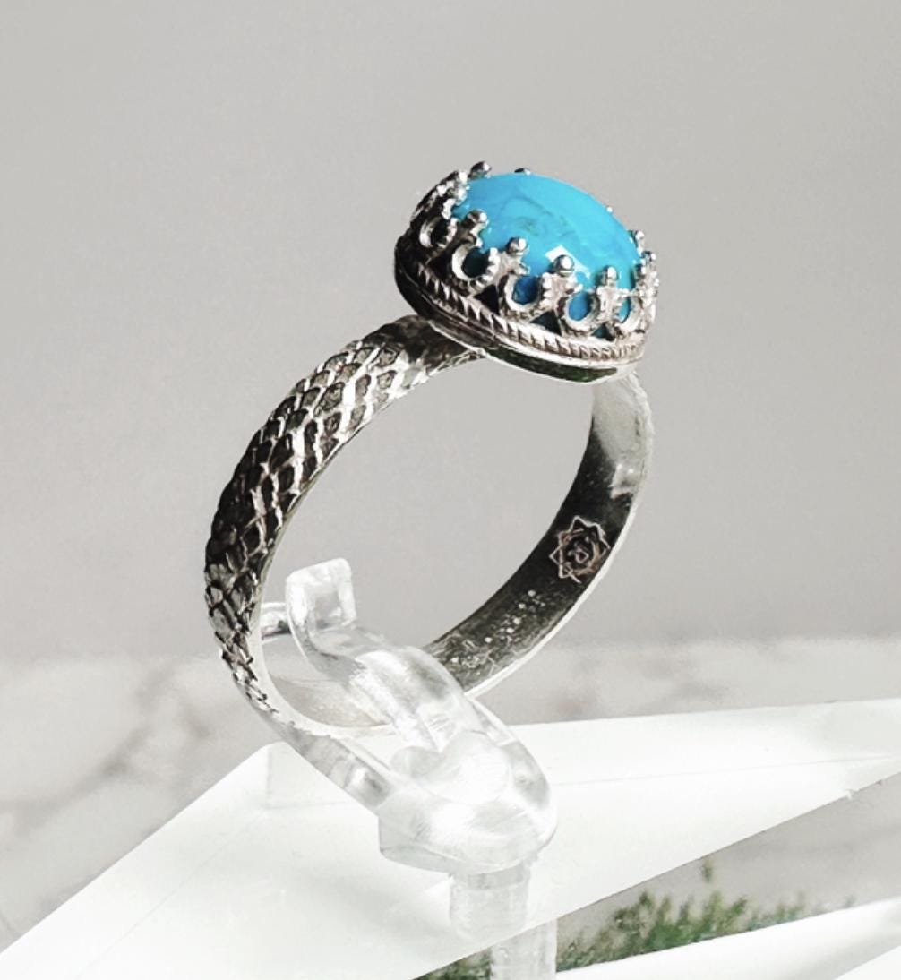 Handmade Sterling Silver Blue Medieval Statement Ring