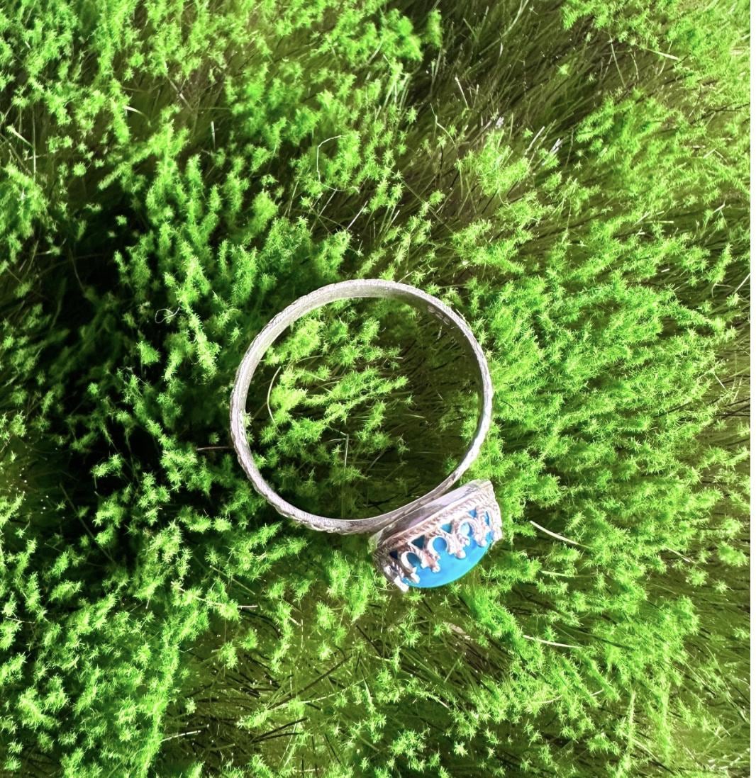Handmade Sterling Silver Blue Medieval Statement Ring