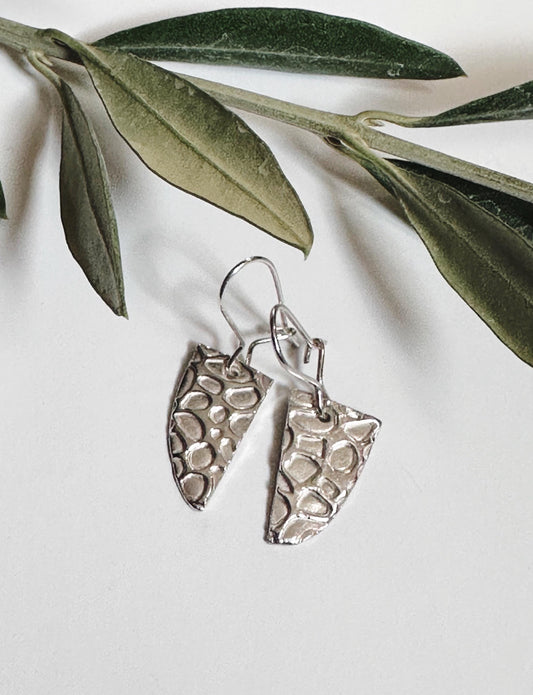 Handmade Fine Silver Texture Metal Clay Earrings