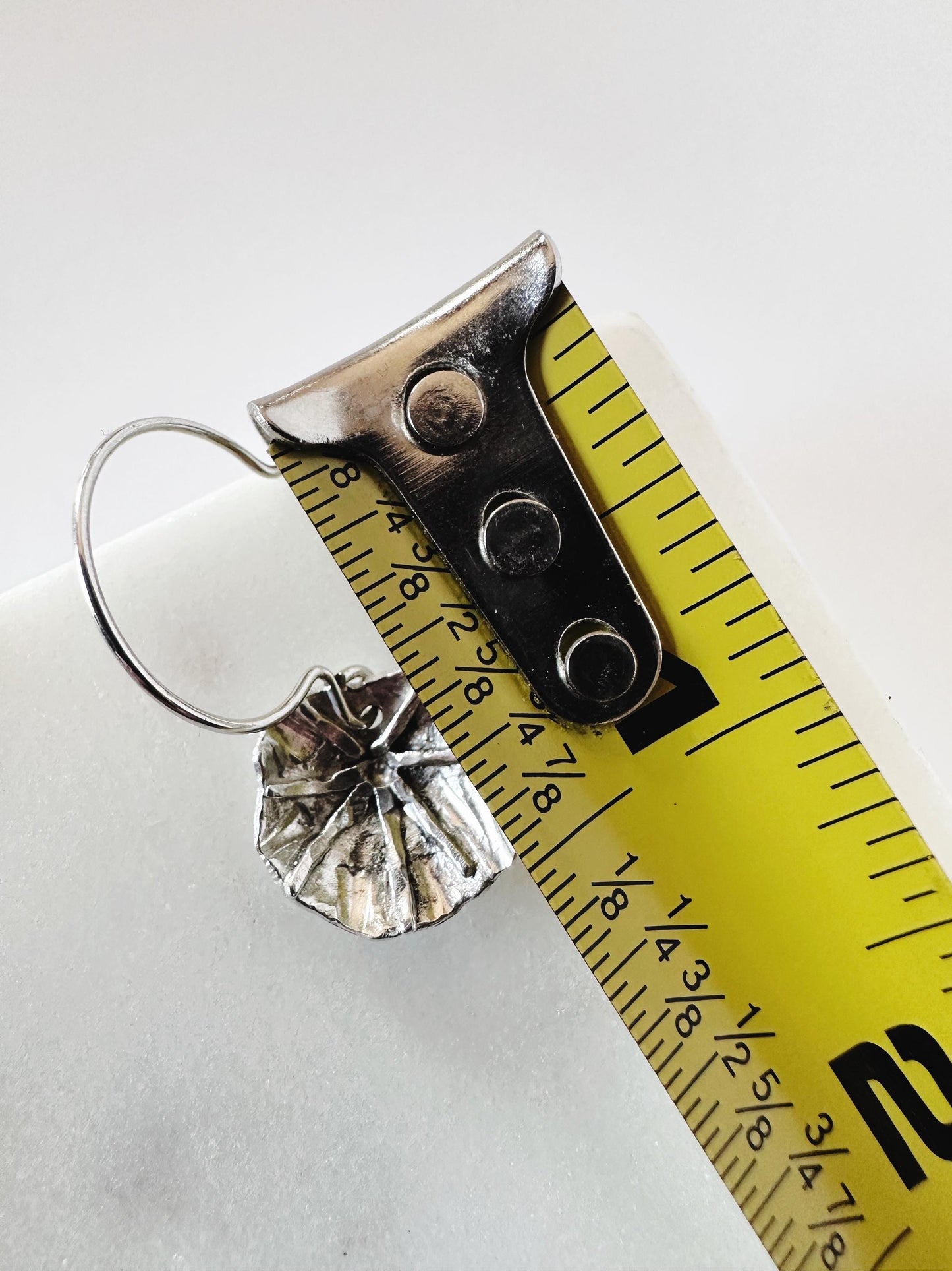 Handmade Dangle Sterling Silver Abstract Nasturtium Leaf Flower Earrings