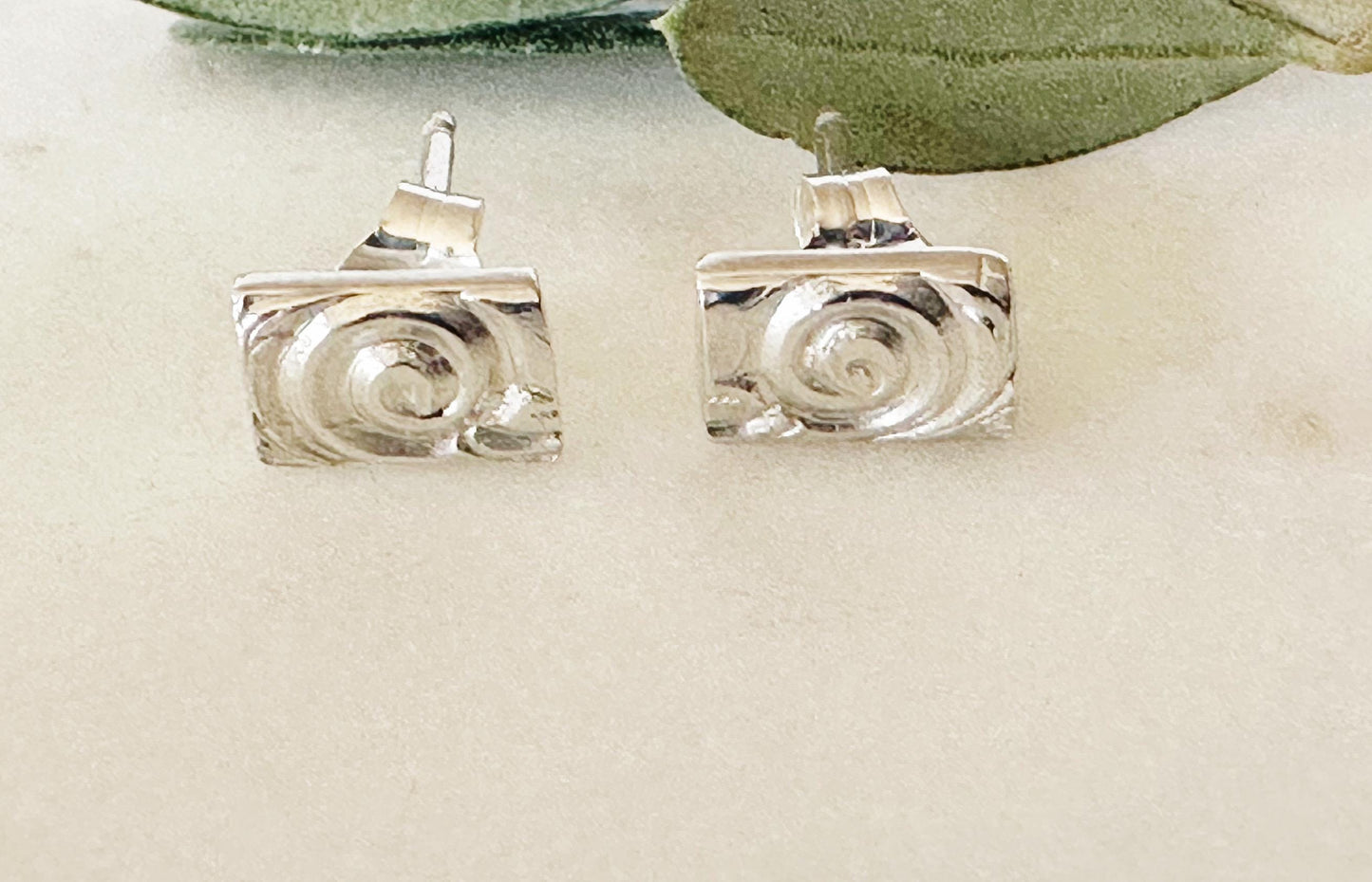 Dainty Sterling Silver Swirl Pattern Statement Bar Stud Earrings