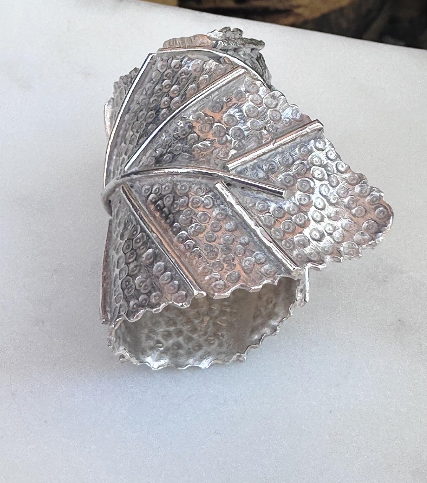 Handmade Sterling Silver Statement Wrap Sage Leaf Ring