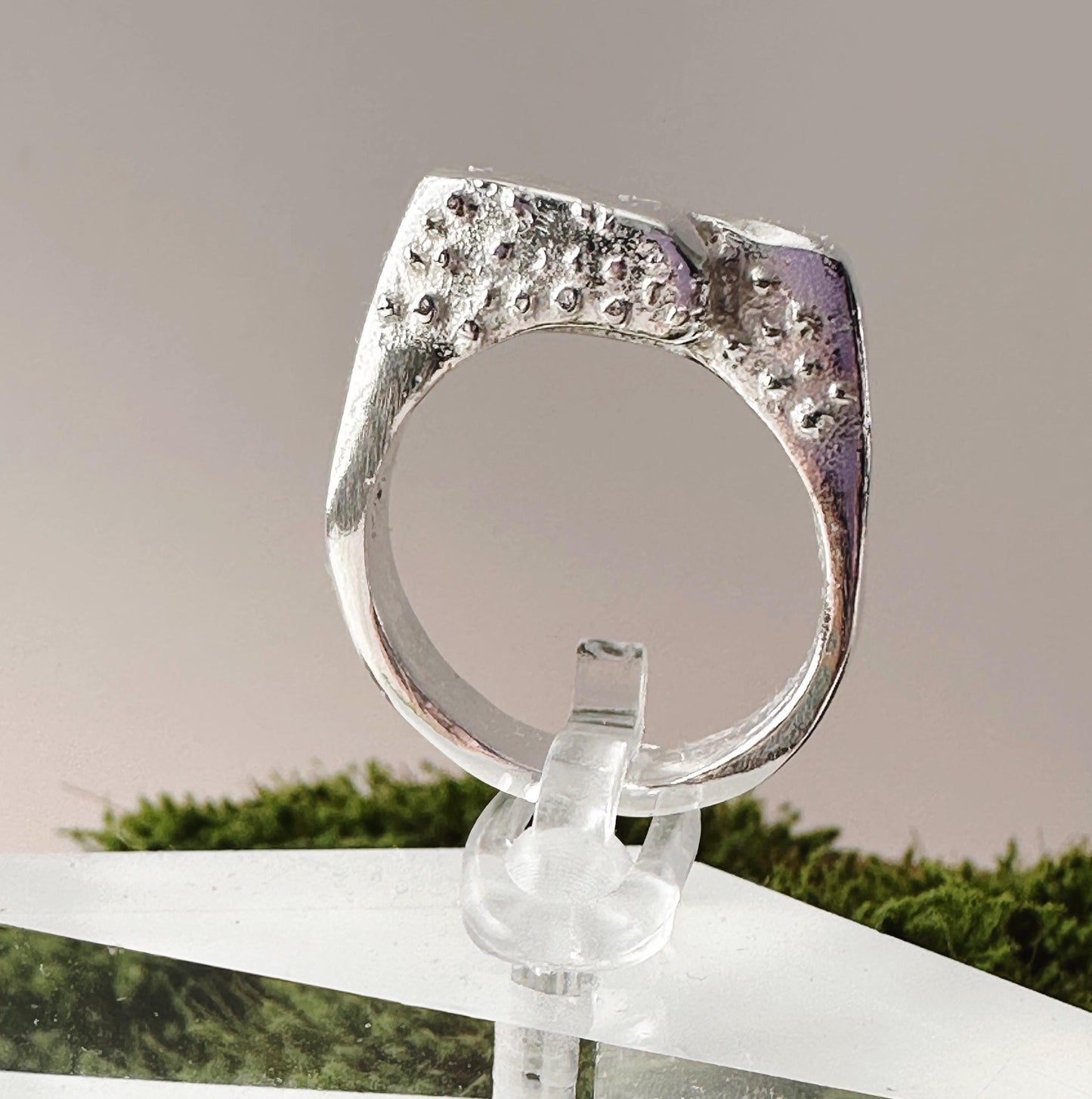 Handmade Sand-Casted Sterling Silver Textured Statement Ring