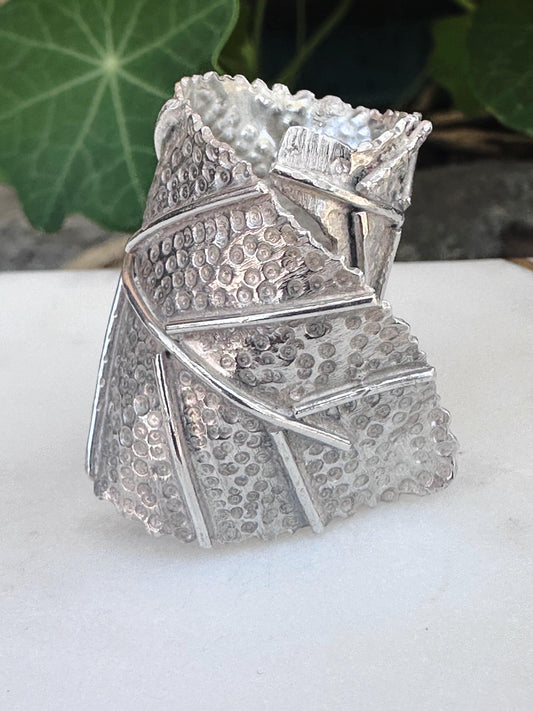 Handmade Sterling Silver Statement Wrap Sage Leaf Ring