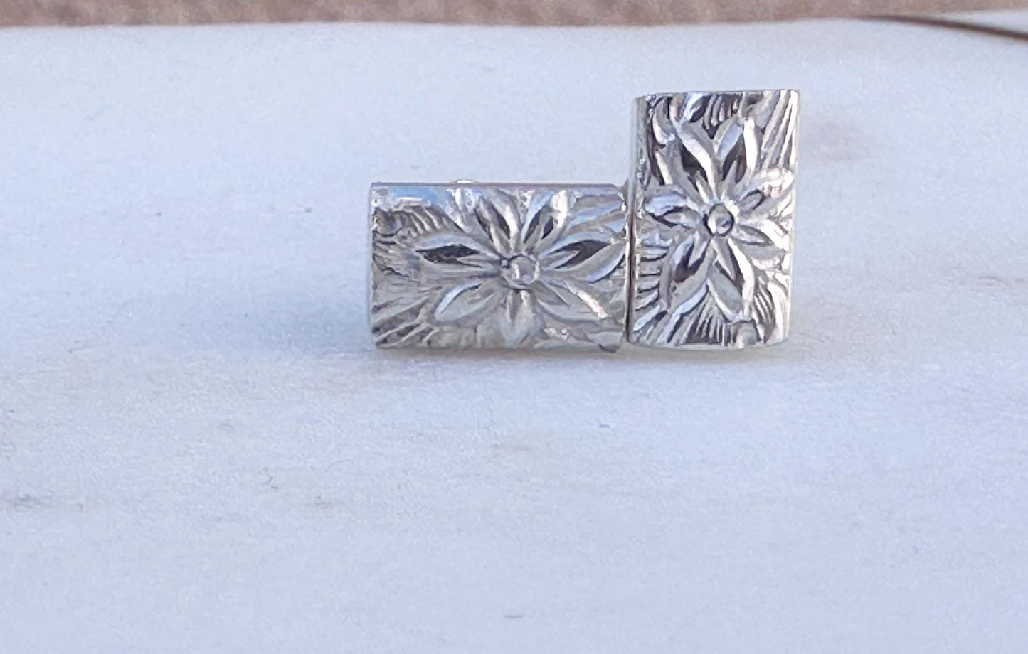 Sterling Silver Floral Pattern Stud Earrings