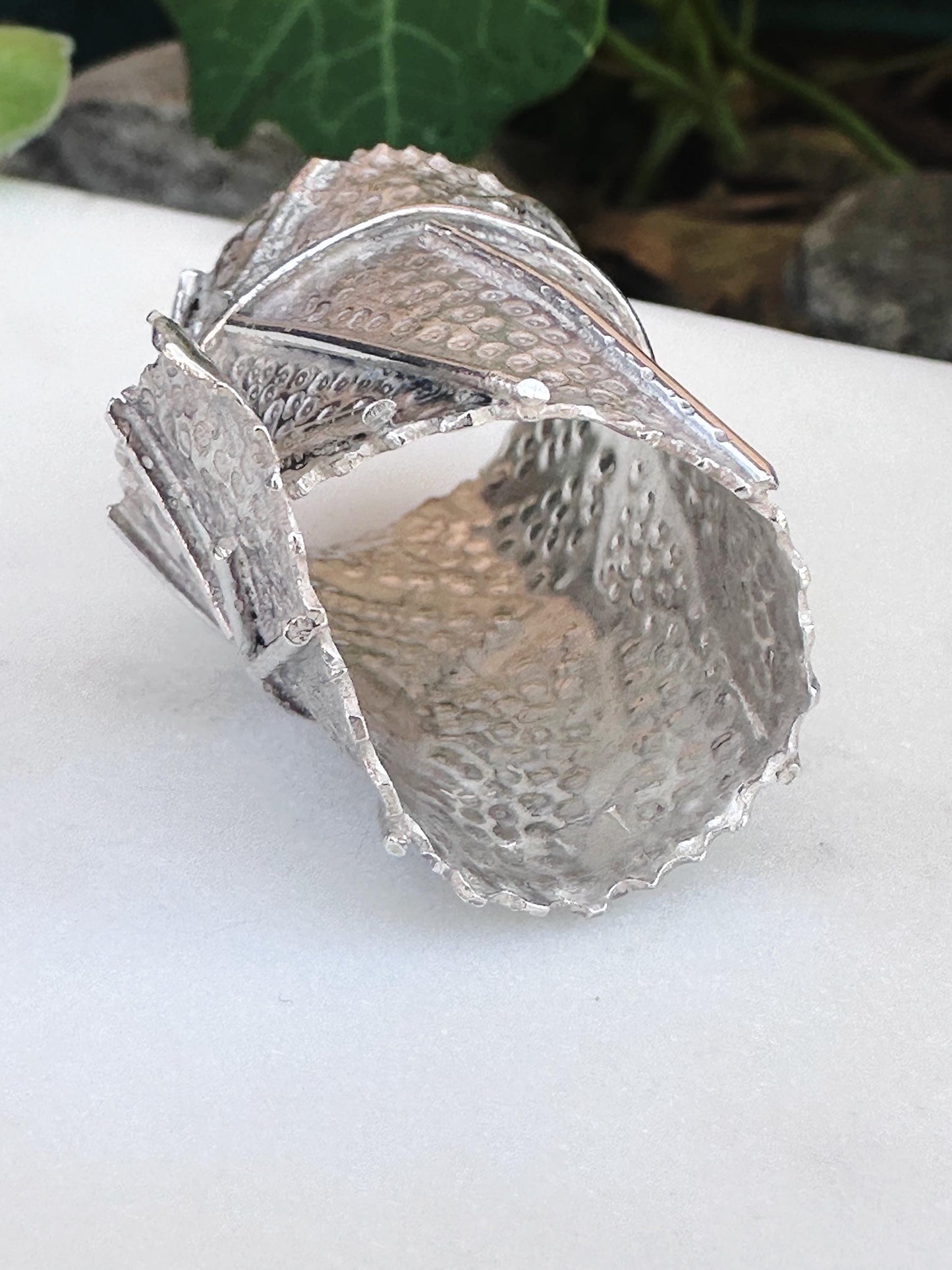 Handmade Sterling Silver Statement Wrap Sage Leaf Ring