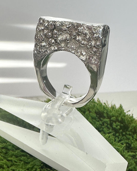 Sand Casted Handmade Sterling Silver Texture Statement Ring