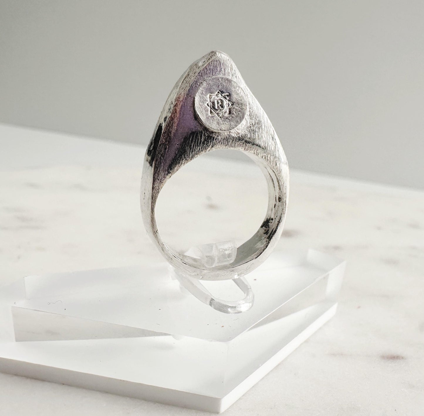 Handmade Sandcasted Organic Textured Abstract Shark Inspired Sterling Silver Statement Ring