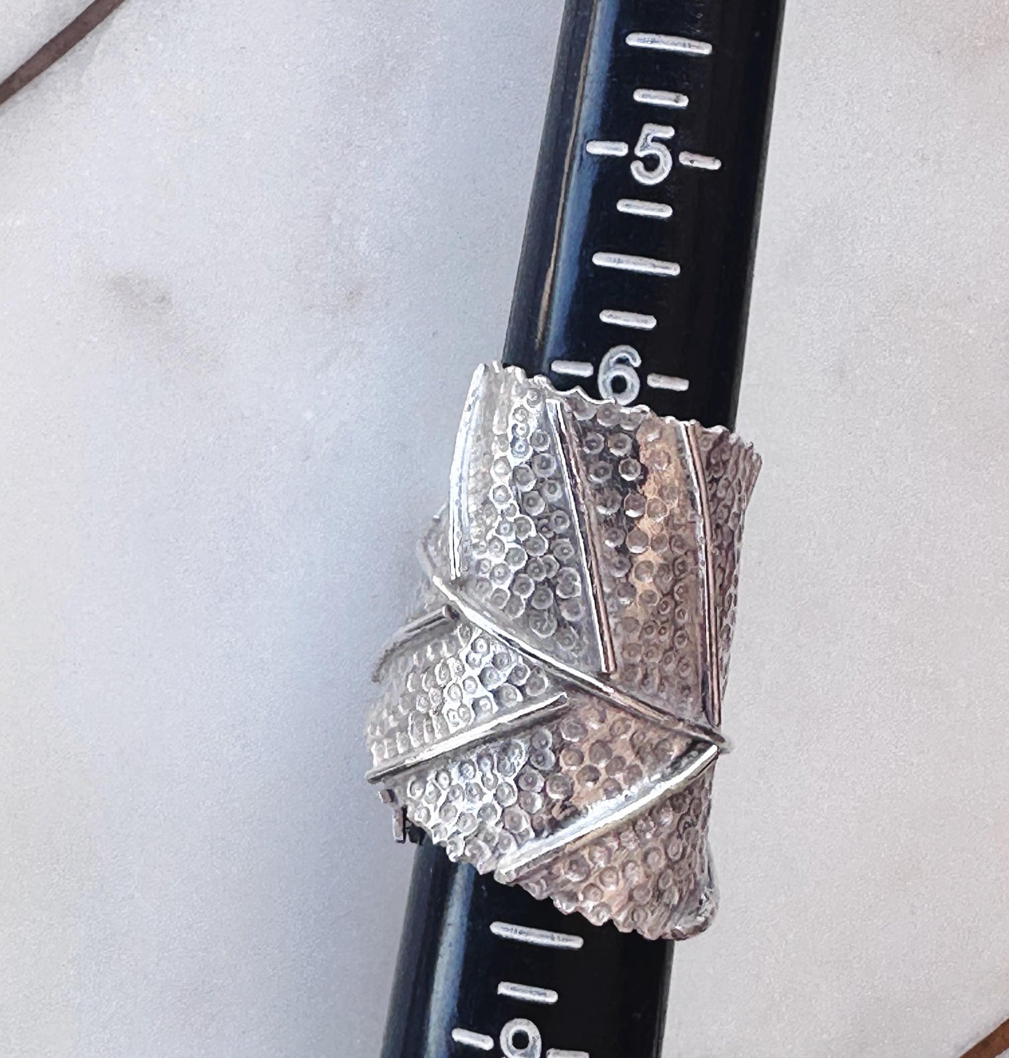 Handmade Sterling Silver Statement Wrap Sage Leaf Ring