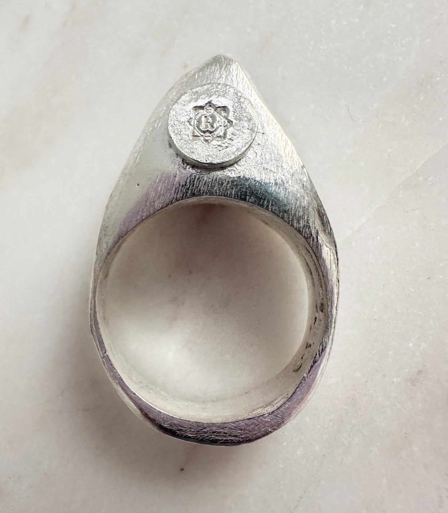 Handmade Sandcasted Organic Textured Abstract Shark Inspired Sterling Silver Statement Ring