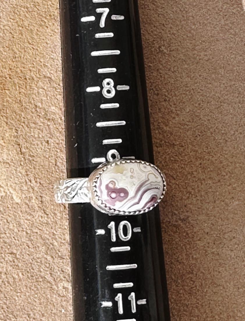 Dainty Small Crazy Lace Agate Sterling Silver Statement Ring